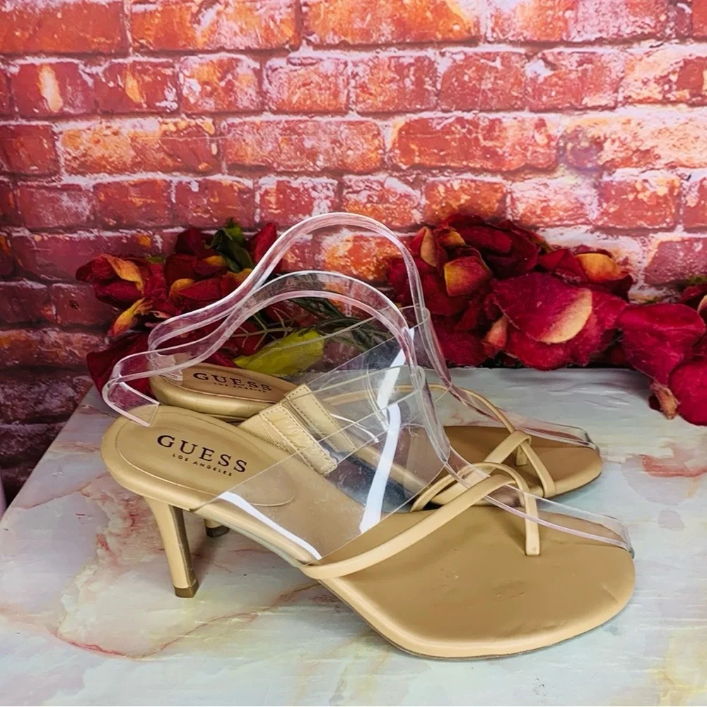 Guess Tan Heeled Slide Kayce Sandals